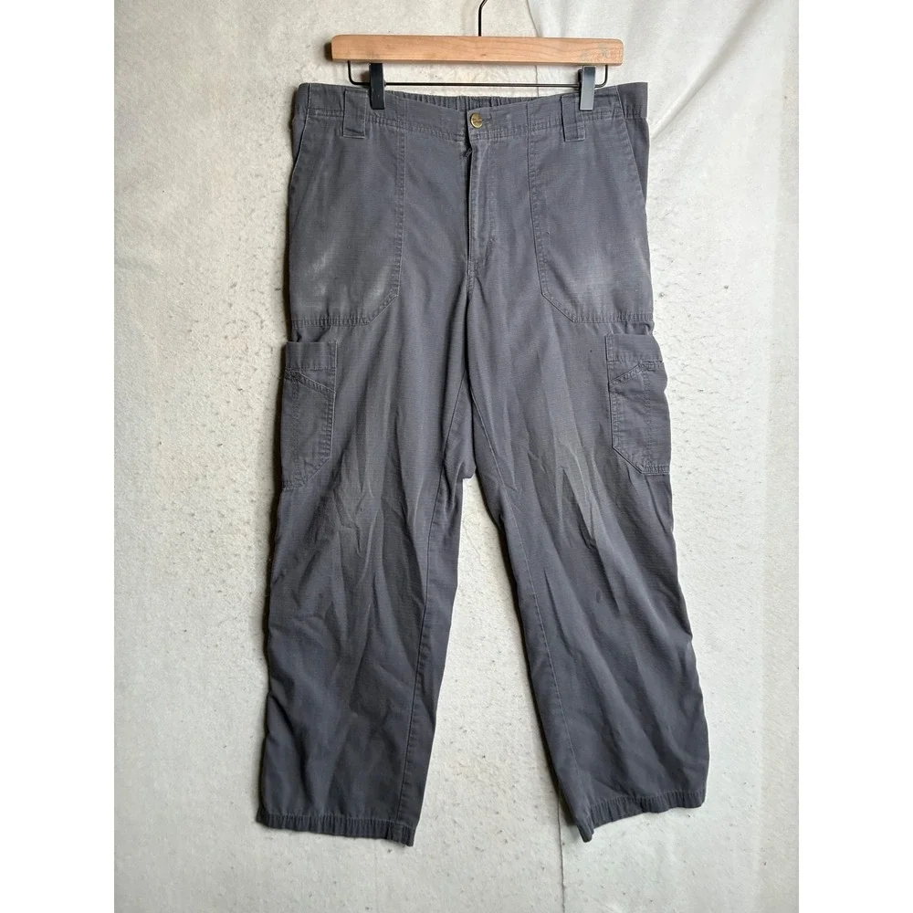 Carhartt Mens Ripstop Cargo Pants Gray Work Trousers Utility 34x30